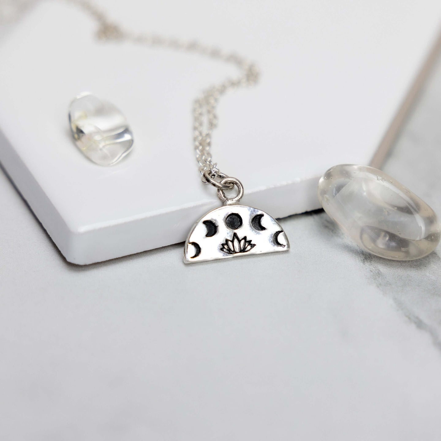 Olliebearboo Designs - Moon phases and lotus necklace