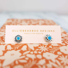 Load image into Gallery viewer, Olliebearboo Designs - Sirius Studs in fine silver and aqua chalcedony
