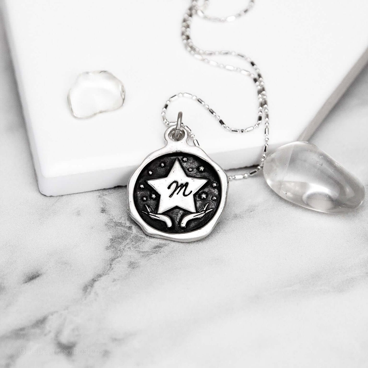 Star necklace in fine silver-custom initials
