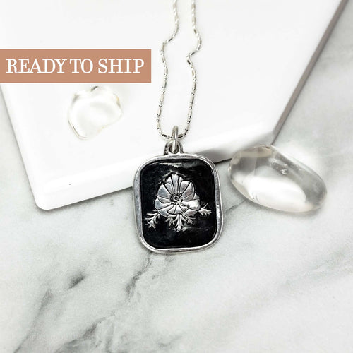 Anemone Necklace in fine silver-Ready to ship